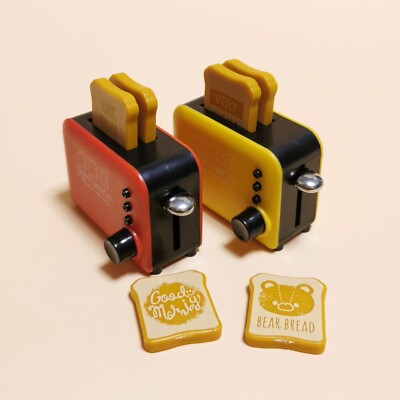 Miniature POP-UP TOASTER w BREAD Dollhouse Food Barbie Lot of 2 2'' Mini Figure