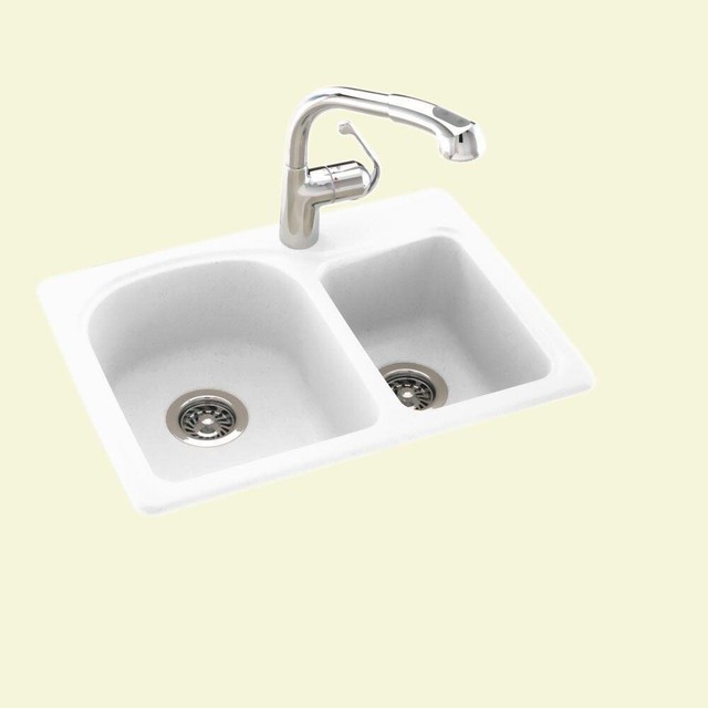 Swanstone Dual Mount Double Bowl Kitchen Sink Ks02518db 010 White