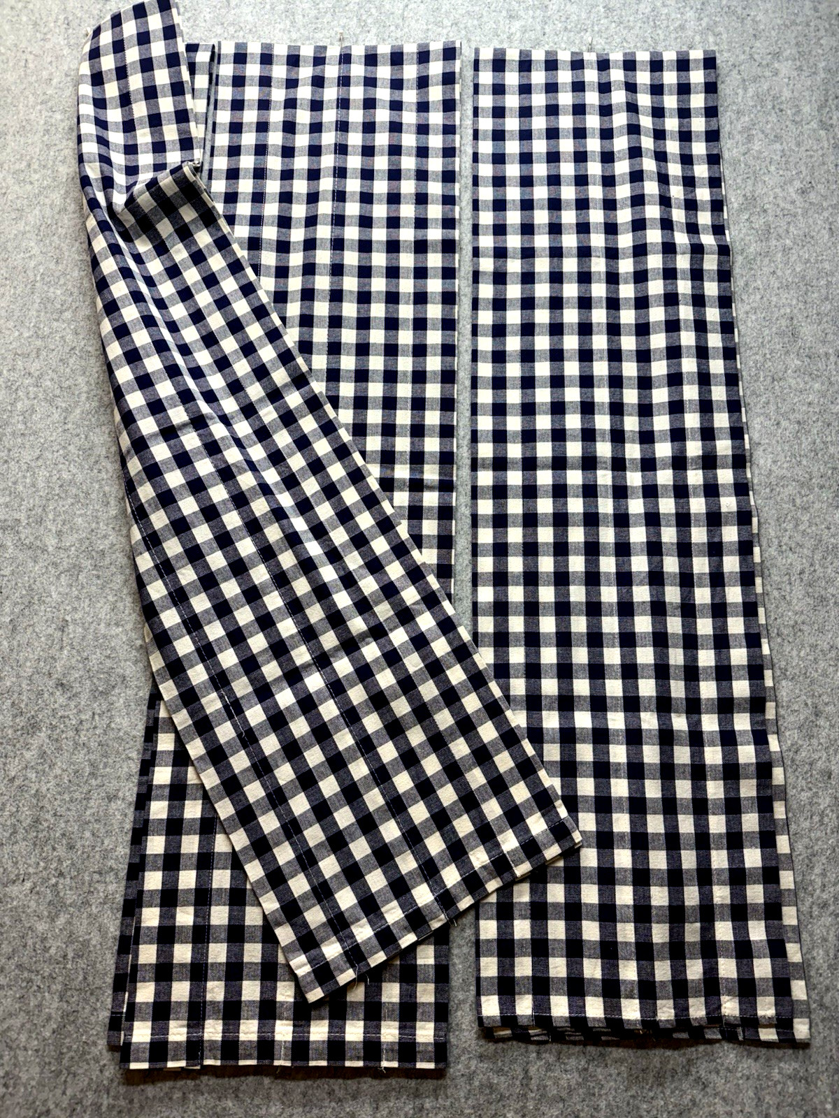 3 Buffalo Check Navy Blue & White Window Curtain Valences Primitive Cottage