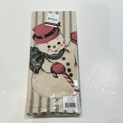Audrey's Vintage Snowman Christmas Holiday Kitchen Tea Towels Set of 2