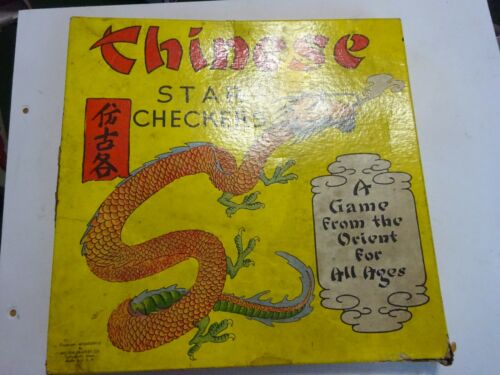 VINTAGE 1938 MILTON BRADLEY CHINESE STAR CHECKERS GAME ORIGINAL BOX AND BOARD - Picture 1 of 8