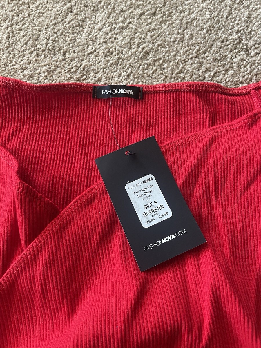 NWT Fashion Nova 'The Night We Met' Red Wrap Body con Dress | eBay