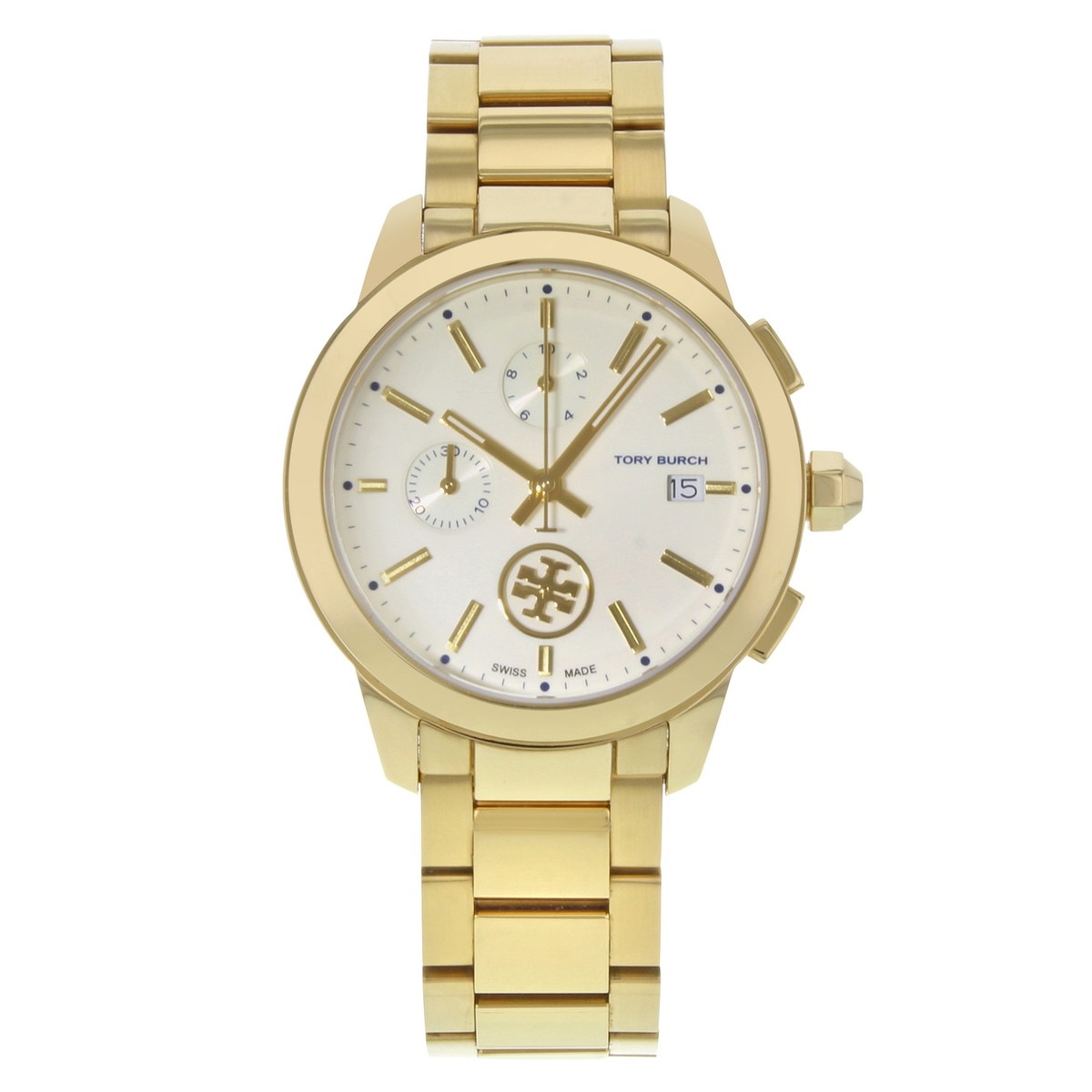 Tory Burch Collins Chrono Gold Tone Steel Cream Dial Ladies Quartz