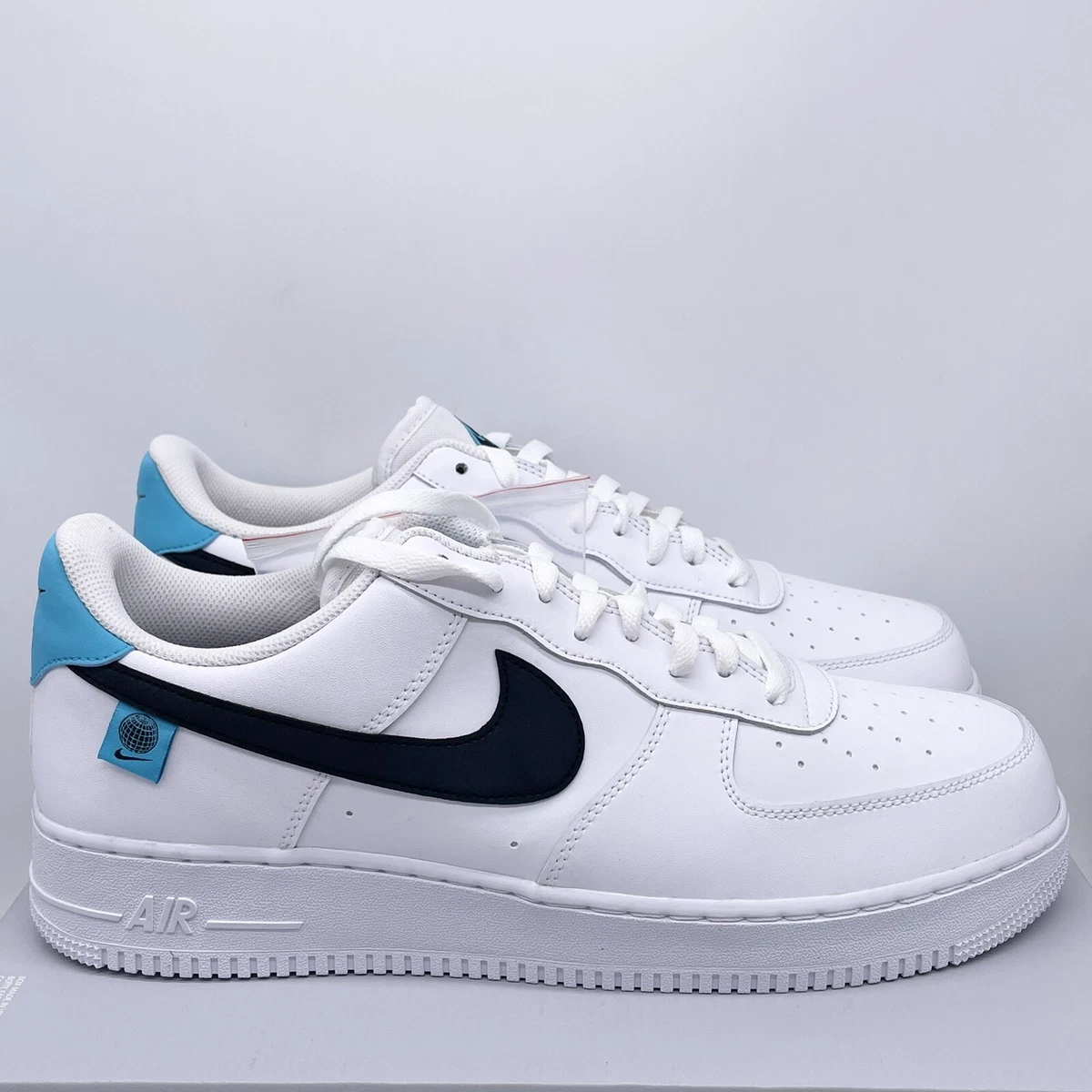 Nike Air Force 1 07 White/Black/Blue Fury Men's Shoes, Size: 8.5