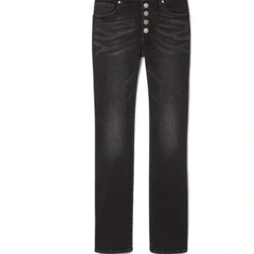 NWT CAbi 4149 Jeans  Black Exposed Button Fly Straight Jeans In Carbon 18