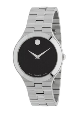 Brand New Movado Men's Juro Stainless Steel Black Dial Watch