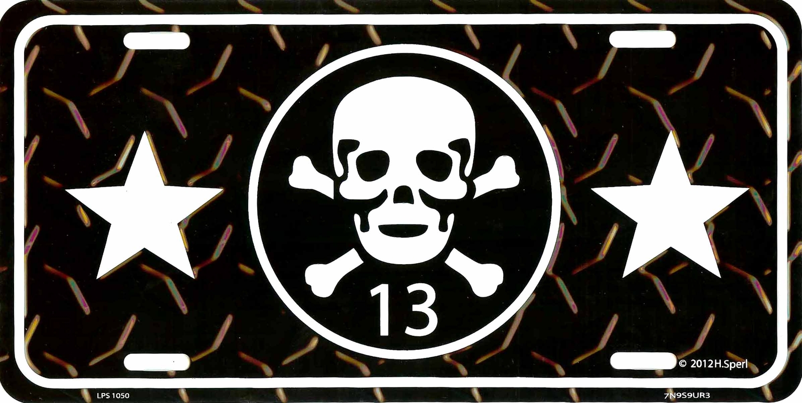 SKULL & CROSSBONES 13 METAL LICENSE PLATE AUTO TAG EMBOSSED NUMBER PLATE #1050