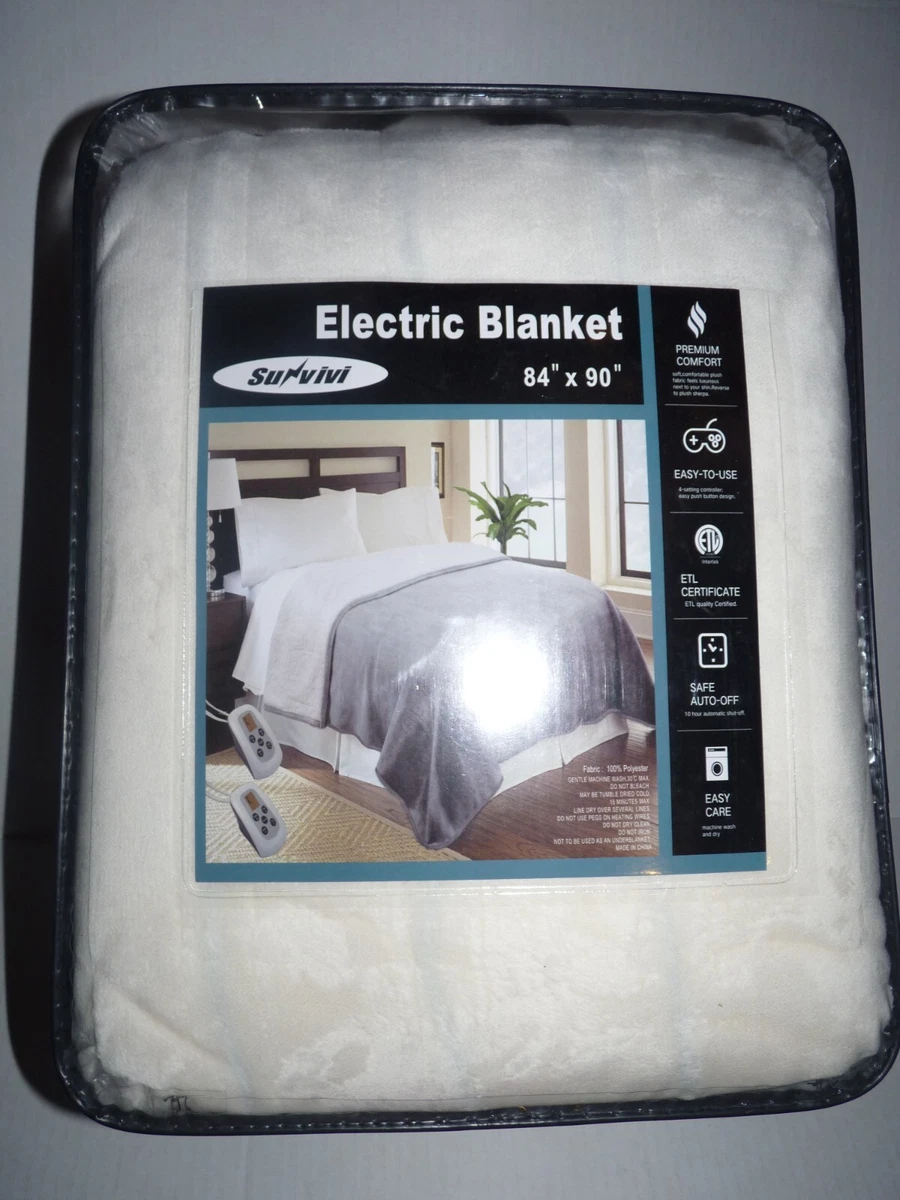 Sunvivi Electric Heated Blanket, 84u0026#039;u0026#039; x 90u0026#039;u0026#039; Queen  Blanket Dual Controllers | eBay