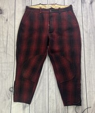 Vintage Woolrich Penn Rich Hunting Pants Red Plaid Wool 34x25 Lace Up Ankle