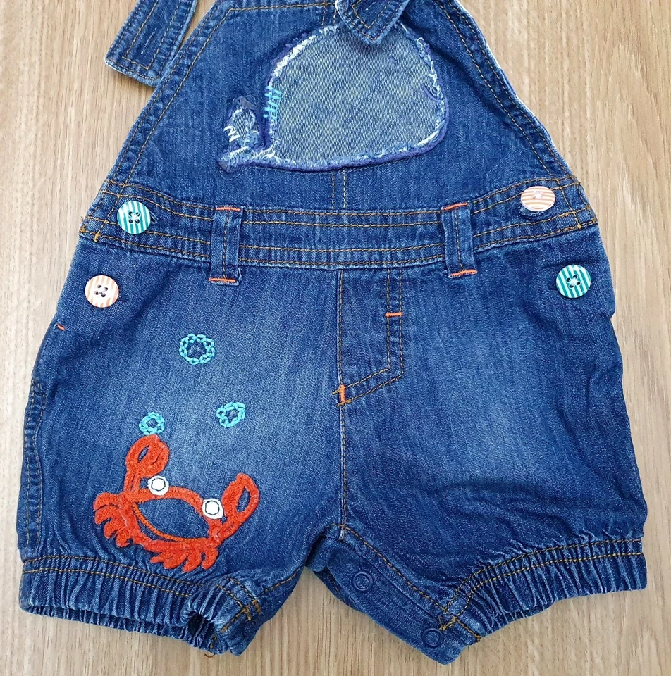 Next Tuta Senza Maniche In Denim Blu Per Bambini 3 Mesi - Immagine 2 di 4