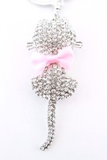 Silver Kitty Cat Bow Fashion Keychain Decoration Charm Cute Animal Gift 01325