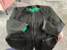 Smart Black Lady's Jacket By Wardrobe With Emerald Green Lining Vgc Size 20