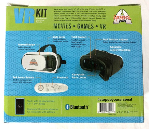 Virtual Reality Kit VR Interactive Remote Smartphone Movies Games Bluetooth - Picture 7 of 8