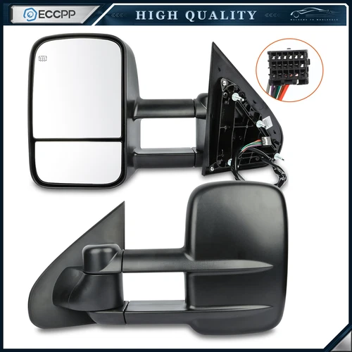 Pair Power Heated Tow Mirrors for 14-18 Chevy Silverado 1500 15-18 2500HD 3500HD
