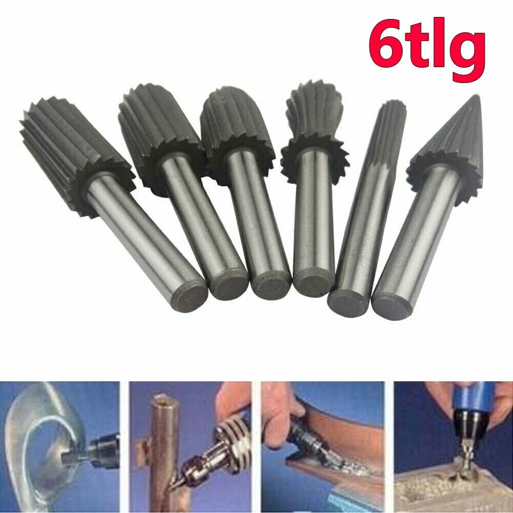 6tlg Set Hartmetallfräser Wolframcarbid Fräser HM Schaftfräser 6mm Frässtifte 6tlg Set Hartmetallfräser Wolframcarbid Fräser HM Schaftfräser 6mm Frässtifte