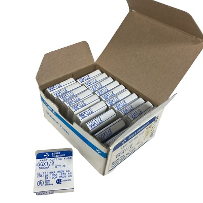 Box of 100 Gould Shawmut Ferraz Mersen GGX 1/2 Fast Acting Fuses GGX1/2