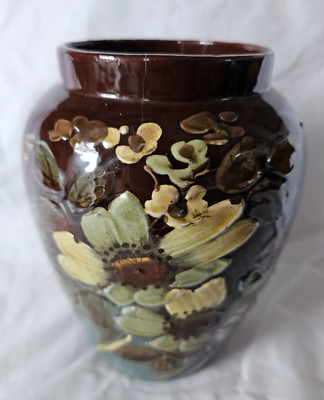 FRANZÖSISCHE BARBOTINE IMPASTO BLUMENVASE, UM ENDE 19. JAHRHUNDERT (A)