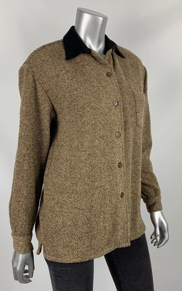 J.McLaughlin Knit Jacket 4 Khaki Brown 100% Wool Collar Button Front Soft - Image 2 of 4