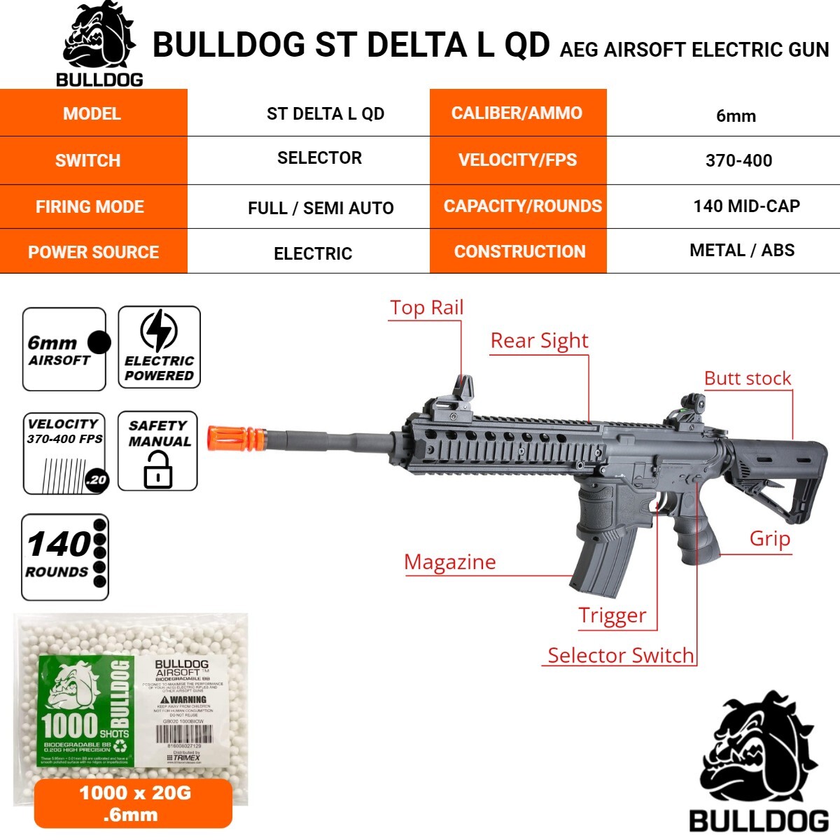 Extreme Bulldog 0.12g Yellow 2000 Airsoft BB Pellets