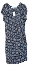 Loft navy blue and white lined dress, size XL, NWT