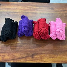 3 x Shibari 10m Soft Couples Ropes Red Black Purple 100% Cotton Restraint UK