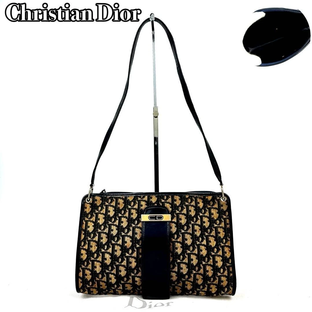 [Rare] Sac bandoulière DIOR motif trotteur all over cuir toile bleu marine