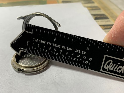 UNGEWÖHNLICH 1943 Schmitz Swiss Made 32,4 mm 10 1⁄2L versteckte Krone Etui klappbare Lünette! - Bild 6 von 10