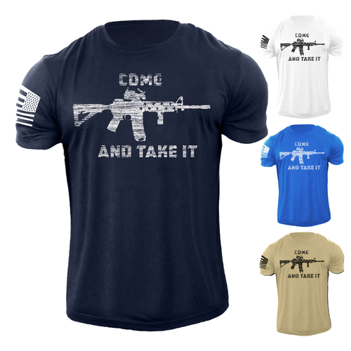 Herren T-Shirt Come And Take It Gun 2nd Amendment schwarz abgenutzt 100 % Baumwolle - Bild 1 von 13