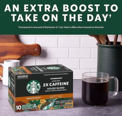 Boxes Starbucks 2X Caffeine Med Roast K Cup Pods Coffee
