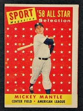 1958 Topps Baseball #487 Mickey Mantle All Star