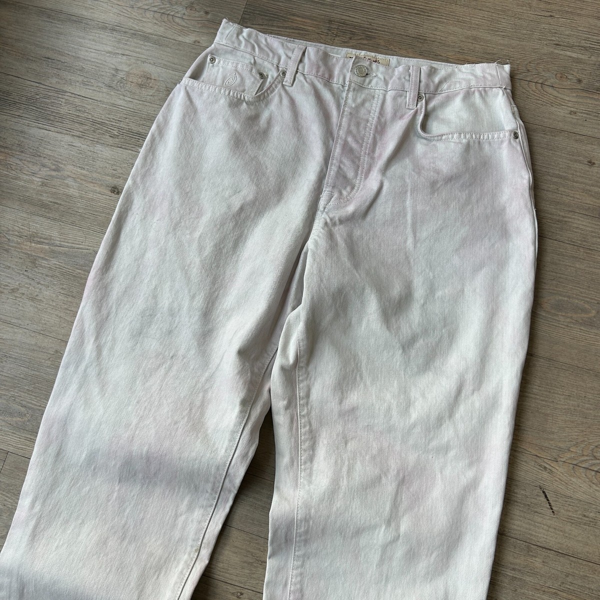STUSSY Big OL Jean Baggy White w Pink Bleed Pants sz W32 L30 | eBay