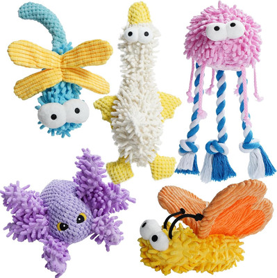 Small Medium Dog Toys, Cute Soft Squeaky Crinkle Plush Stuffed Durable Pet Teeth