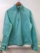 Lands End 1/4 Zip Pullover Women's Athletic Green Polartec Vented Size L 14-16