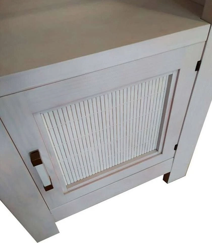 Librería estantería blanca con puerta y estantes estilo rústico. - Imagen 2 de 4