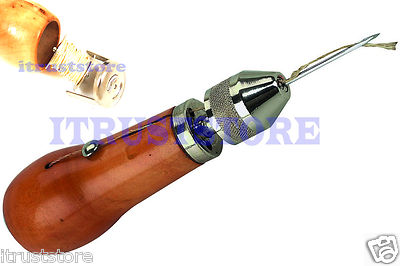 LEATHER HAND SINGLE STITCH SEW SEWING AWL TOOL NEEDLE STITCHING WITH THREAD
