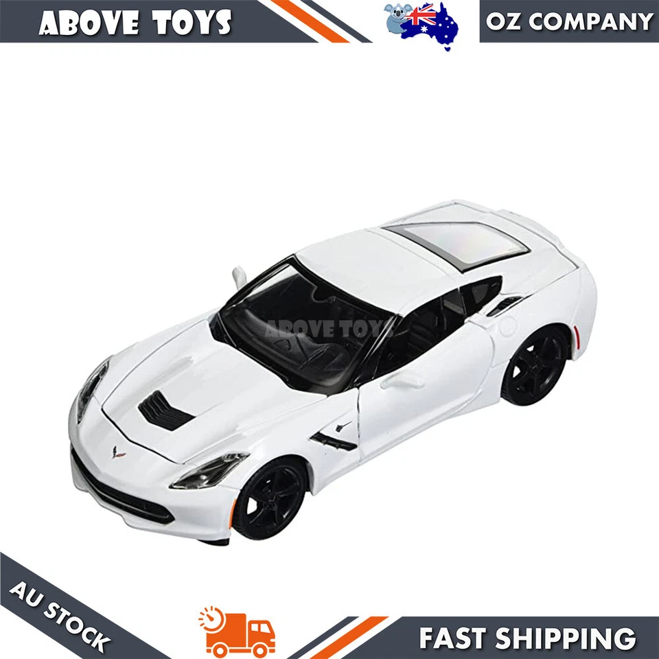 Maisto 1:24 Scale 2014 Chevrolet Corvette Stingray Coupe White Diecast Model Car - Imagem 3 de 3