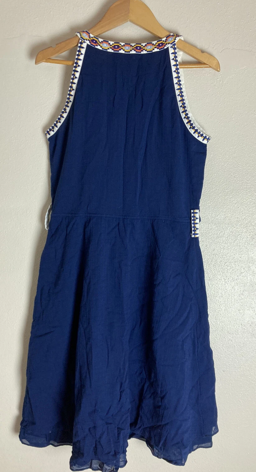 Abito casual corto Tory Burch blu navy ricamato savana linea a 37522 taglia 2