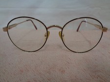 Vtg Round Metal Flex Hinge Frame Eyeglasses - Goldtone - b