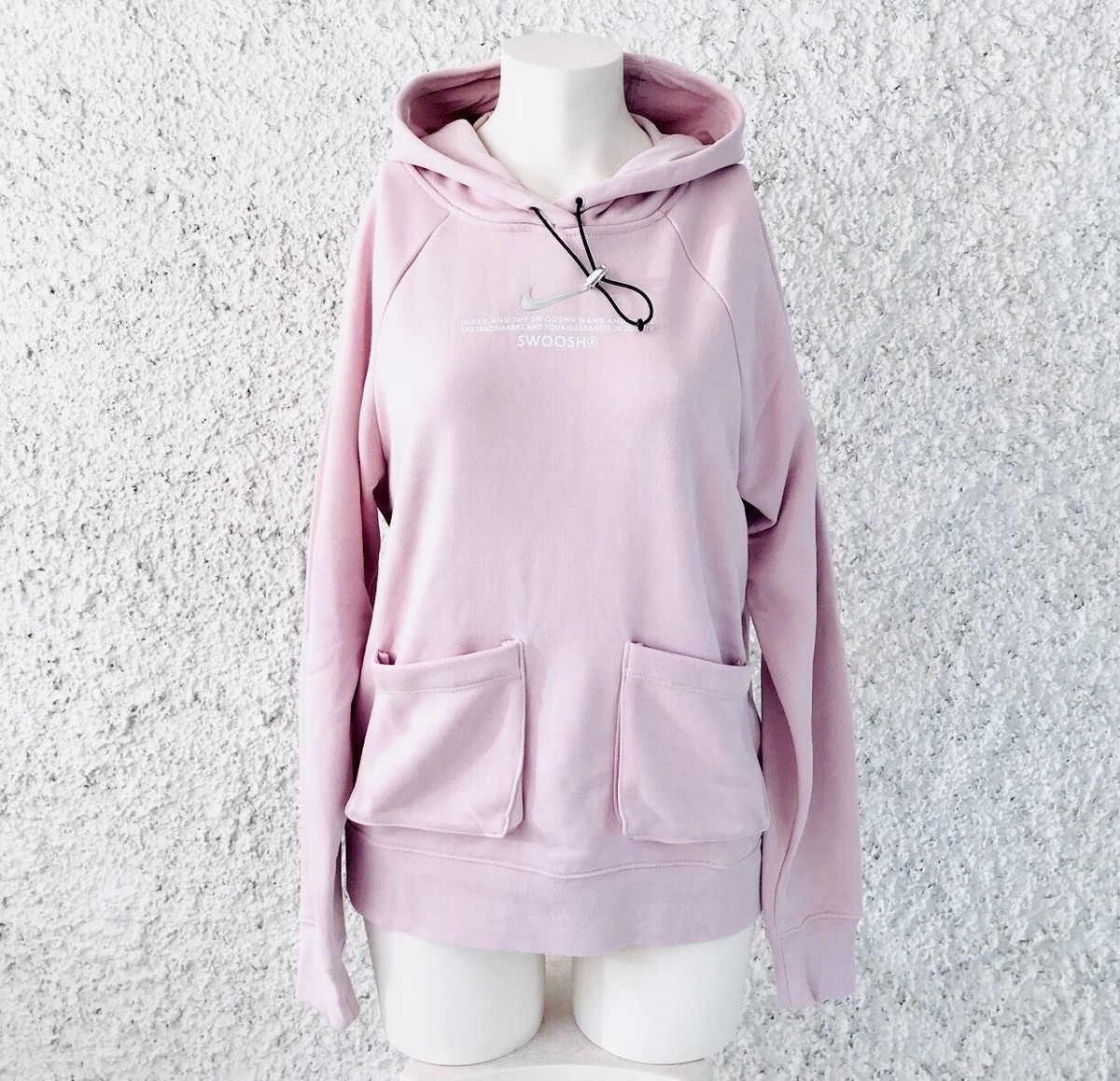 NIKE FELPA CON CAPPUCCIO ROSA LILLA SWOOSH XS DONNA