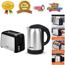 Elegant 2-Slice Toaster & 1.8L Kettle Set for Stylish Kitchens | Black & Silver