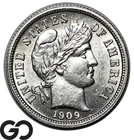 1909 Barber Dime, Nice Mint Luster, Blast White Choice BU++