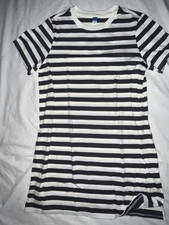 NWOT Old Navy casual summer SS Dress knee length black white stripe cotton M
