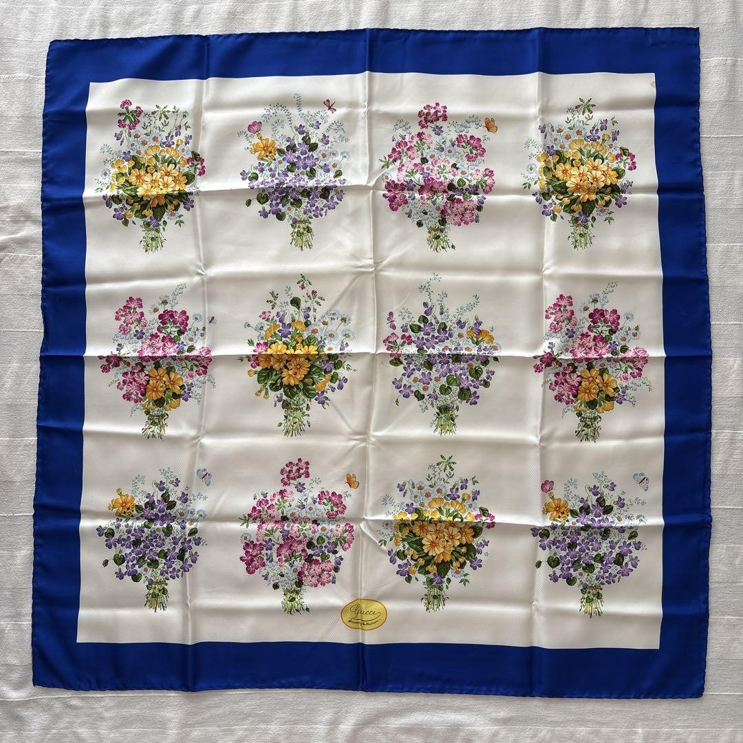 Vintage Gucci Silk Scarf Floral Bouquet Made in Italy