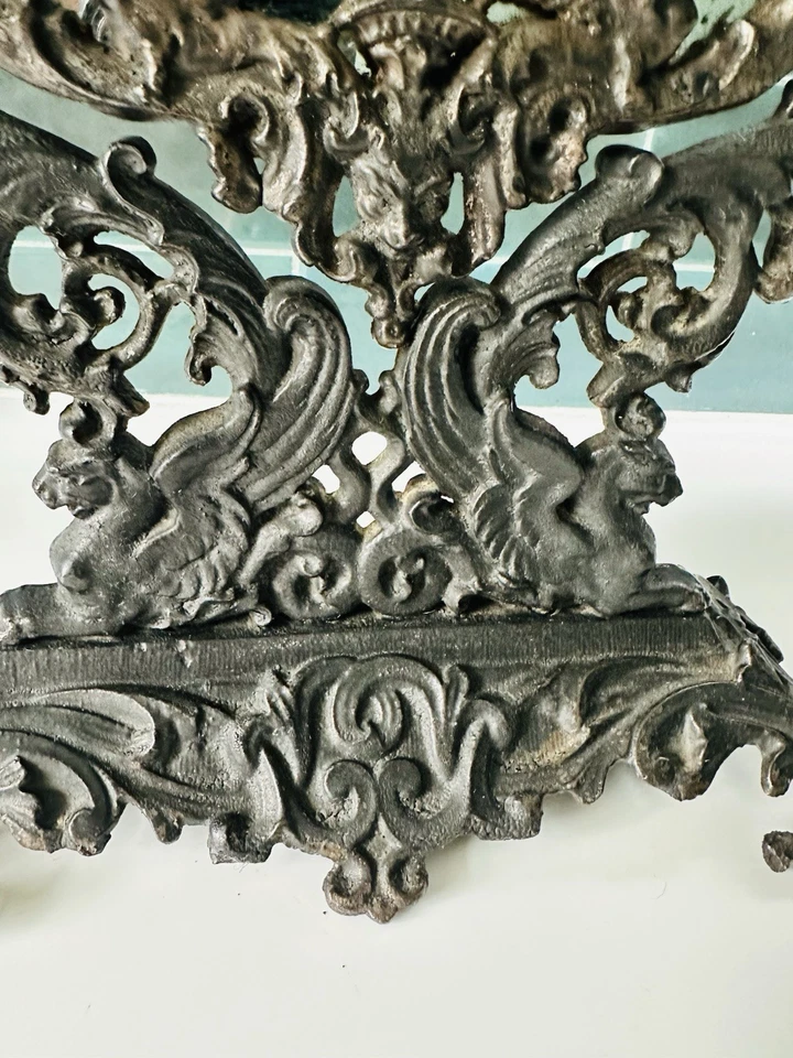 Antique Victorian Cast Iron Standing Swivel Vanity Mirror - rare beauty - Image 2 of 4