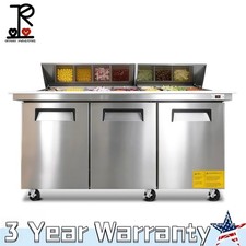 72'' Commercial Refrigerator Salad Sandwich Prep Table Restaurant Bars w/30 Pans