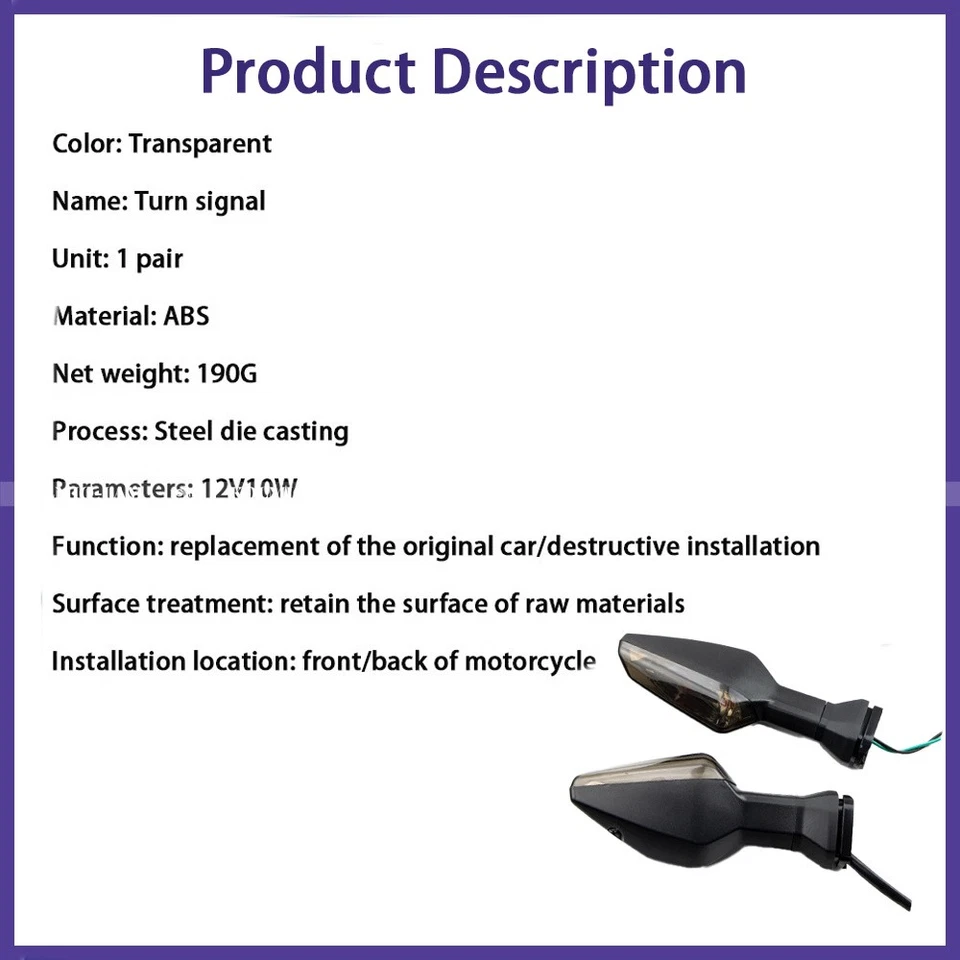 Turn Signal Light Fit For KAWASAKI Ninja250 Ninja300  Ninja400 Ninja500 Ninja650 - Image 3 of 4