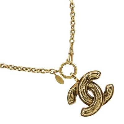 CHANEL COCO Mark Necklace Matelasse vintage gold Plated Gold 65.5g
