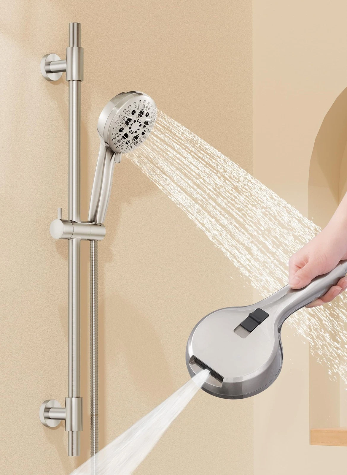 30-Inch Shower Slide Bar with High Pressure 9 Functions Adjustable Handheld S...