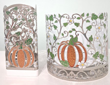 Bath Body Works Pretty Pumpkin 3 Wick Candle Holder/Foaming Soap Sleeve NEW