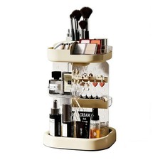 360 Spinning Rotating Makeup Organizer for Vanity with Adjustable Trays Lipst...